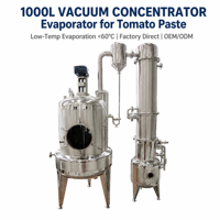 Évaporateur de concentrateur sous vide 1000L pour pâte de tomate sirop de fruits grattoir d'eau de noix de coco Type usines de fabrication de Distillation