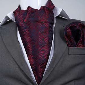 Ensemble de foulards turcs en soie durable, imprimés par transfert thermique, motif géométrique rouge marine, à nouer soi-même, design élégant Ascot Jacquard Exve - Product Image 2