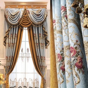 Phong cách châu Âu cao cấp cổ điển màn Chenille Jacquard vải hoa dệt thêu Jacquard rèm cửa rèm cửa valances - Product Image 4