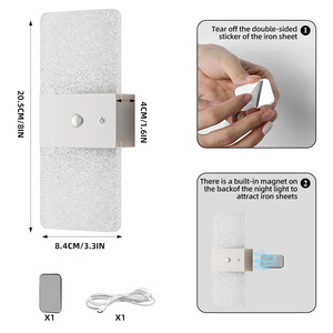 <span class=keywords><strong>Lampe</strong></span> <span class=keywords><strong>murale</strong></span> magnétique à induction corporelle LED pour chevet, recharge intérieure sans fil pour chambre à coucher et salon - Product Image 6