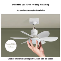 Ventilateur de Plafond LED Moderne Dimmable avec Lampe E27, 5/6 Pales Démontables, 3 Vitesses de Vent, Télécommande et Lumière Intégrée