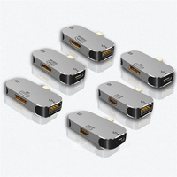 Adaptor DP Mini 3 in 1, USB Hub Tipe C ke HDTV/DP/Mini 100W PD pengisian cepat, USB-C, stasiun dok untuk Macbook Pro 4K @ 60Hz