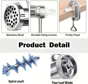 Manual Stainless Steel Meat Grinder Sausage Maker Table Mount Pork Mincer Sausage Stuffer Make Homemade Patties Tool - Product Image 3