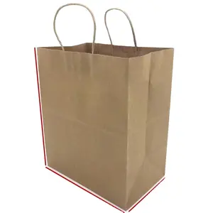 あなた自身のロゴが付いているハンドルリサイクル材料の紙袋が付いている注文の印刷された卸売クラフト紙の買い物袋の包装