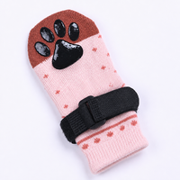 Chaussettes antidérapantes en mélange de coton pour chien, tricotées avec grip pour pattes et sangle, 4 couleurs au choix pour petits chiens, utilisation intérieure et extérieure
