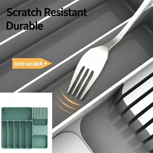 Silicone Rectangle Tableware <b>Storage</b> <b>Box</b> for <b>Kitchen</b> Knife Fork Chopsticks Compartment Organizer Cabinet Drawer Rack BPA-Free - Product Image 3