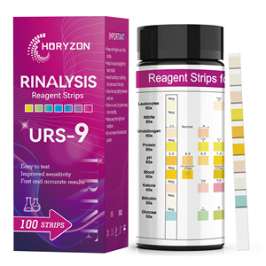Bandelettes de test urinaire HORYZON URS-9 9-en-1, réactif d'analyse urinaire manuel, certification CE/ISO, leucocytes, nitrites, 100 bandelettes/flacon - Product Image 4