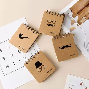 <b>Mini</b> Kraft Paper Spiral Bound <b>Notebooks</b> Men's Style Pattern Pocket Daily Notes Office School Stationery Supplies A7 Gift - Product Image 6