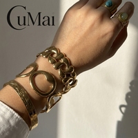 Bracelet jonc ouvert en acier inoxydable CUMAI avec motif floral pour femme, idéal pour les fêtes, le quotidien, la plage, accessoires de bijoux vintage