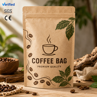 Sacs en plastique personnalisés pour entreprises, sacs à fond plat résistants à l'humidité, sacs à café avec valve et fermeture éclair, utilisés pour le café en poudre