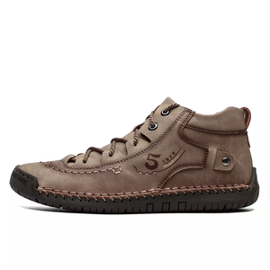 Livraison directe d'approvisionnement d'usine bottes de marche décontractées en cuir microfibre plat de grande taille à lacets pour hommes - Product Image 2