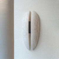 Appliques murales en albâtre naturel, appliques murales en marbre, luminaires muraux pour salle de bain, lampe murale ovale en pierre pour couloir et escalier