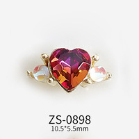 Vente en gros d'ongles en forme de cœur 3D Love Rhinestone rouge rose vert goujons diamants forets en alliage de métal manucure bricolage déco outils