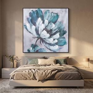 <span class=keywords><strong>Peinture</strong></span> à l'huile abstraite moderne peinte à la main, <span class=keywords><strong>fleurs</strong></span> bleues avec feuille d'or, texture épaisse, art mural sur toile pour salon, hôtel, décoration - Product Image 2