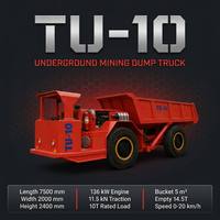 Camion minier à benne arrière TU-10, 10 tonnes, 136 kW, diesel, haute vitesse, pour transport souterrain, 2 m de largeur pour tunnel minier