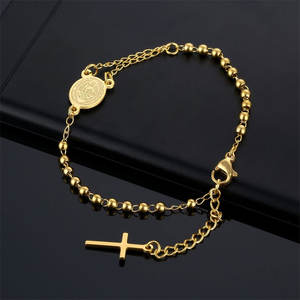 Pulseras Religiosas de Acero Inoxidable 316L, Chapadas en Oro de 14k y 18k, con Cuentas Católicas y Dijes, Pulsera de Rosario para Hombre y Mujer - Product Image 4