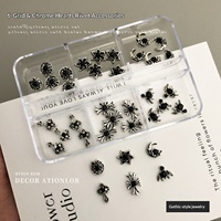 Kit d'accessoires pour nail art Paso Sico Crocs Rivet, Article très demandé transfrontalier, Strass pour ongles en alliage style sombre avec motifs croix, étoile, lune, cœur