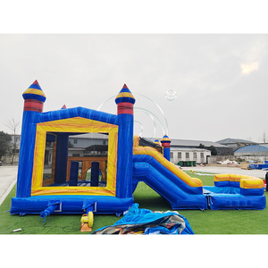 Château Gonflable Commercial Bleu et Jaune à Trois Voies avec <span class=keywords><strong>Piscine</strong></span> pour Fêtes Estivales et Locations - Product Image 5