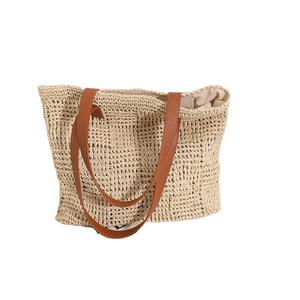 Borsa da spiaggia in carta paglia a spalla piccola a scacchi nuova borsa intrecciata portatile di grande capacità per le vacanze al mare borse estive da spiaggia - Product Image 5
