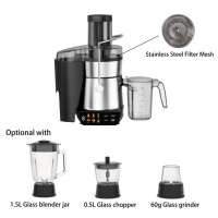 Exprimidor Centrífugo Eléctrico Manual de Acero Inoxidable para el Hogar, 4 en 1, con Menú Colorido, para Frutas y Verduras, Electrodoméstico de Cocina