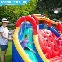 Château gonflable double toboggan pour enfants, idéal pour les fêtes en extérieur, 4 personnes, utilisation domestique, installation facile, tissu Oxford 420D, pompe à air 750W
