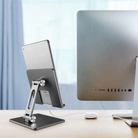 Penyangga Tablet dan Ponsel dari Paduan Aluminium, Lipat, untuk iPad Pro dan iPhone 12