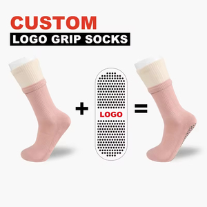 Free Design Custom High-End Crew Yoga <b>Socks</b> – Non-Slip Grips Breathable Cotton Ribbon Lace Style OEM/ODM Service - Product Image 4