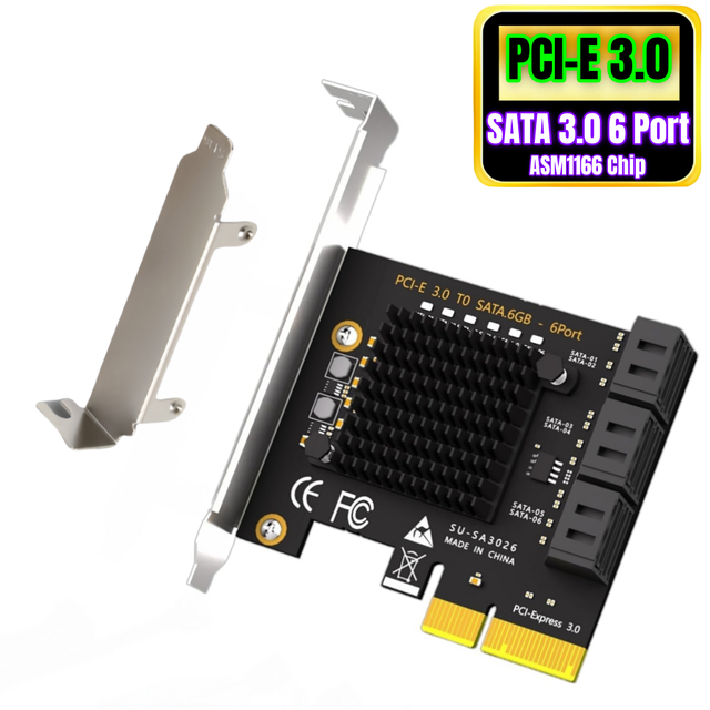 PCI Express X1 X4 to 6 Port Serial ATA SATA 3.0 Host Controller Card ASM1166 PC 6Gbps 6 Ports PCI-E to SATA III Expansion Card