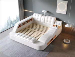 Cama Inteligente Convertible con Diseño Moderno, Proyección Inteligente, Almacenamiento Multifuncional, Estructura de Madera, Tamaño King/Queen, Ideal para Bodas - Product Image 2