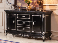 Buffet européen avec dessus en marbre armoire en bois design américain armoire de rangement de salle à manger en bois massif buffets