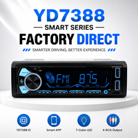 Lecteur MP3 de voiture VOLOX YD7388-IC 1 DIN, lumières 7 couleurs, radio stéréo Bluetooth, 4 RCA, contrôle par application, prix d'usine, vente en gros