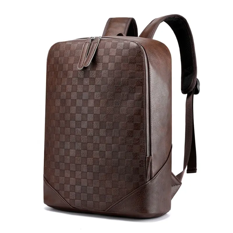 Fashion pu leather designer backpacks men causal college laptop backpack travel