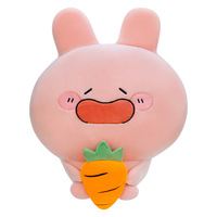Peluche Lapin Rose Asamimi avec Expression Amusante, Coussin de Sommeil, Poupée en Tissu