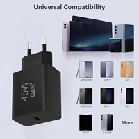 Chargeur mural USB-C GaN3 45W Prise UE PD3.0 PPS Charge rapide pour iPhone 17 Samsung S26 MacBook Air Mini Adaptateur de voyage CE RoHS