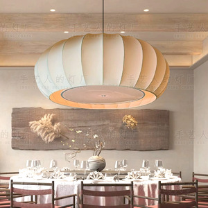 Lustre de restaurant de style français, crème, ovale, à LED, diamètre 80cm, 100cm, 120cm, lampe suspendue pour hôtel, boutique, chambre privée - Product Image 1