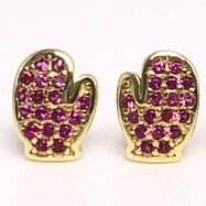 Boucles d'oreilles tendance en argent S925 plaqué or avec zircon serti en forme de <span class=keywords><strong>mitaine</strong></span> d'hiver pour les cadeaux de fiançailles, d'anniversaire et de fête - Product Image 2