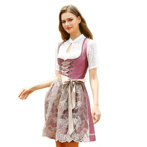 オクトーバーフェスト伝統的な女性美しいTrachtenmode Dirndlドレスドイツのバイエルンの女の子ミニDirndl刺Embroideryギンガムドレス