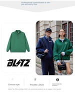 Marque à la mode hommes demi fermeture éclair sport sweat solide noir sans capuche veste de travail col Vertical lourd transfrontalier