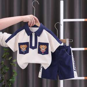 Ensembles Enfant Manches Courtes Demi-Zip Deux Pièces Survêtement Respirant Polo Enfant - Product Image 2