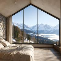 Ventana Triangular de Aleación de Aluminio con Forma Especial, Ventanas Triangulares con Arco Redondo y Persianas para Áticos y Paredes de Guadañada