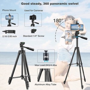 Kit de Vlogging avec Lumière Selfie Rechargeable 1800mAh, Trépied Flexible 51'', Microphone et Télécommande pour Téléphone et Caméra - Product Image 3