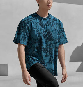 Venta al por mayor de buena calidad Hombres 100% poliéster Sublimación Impreso Hombro caído elegante Cuello redondo Camiseta de manga corta - Product Image 4