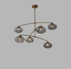Brass & Glass Mid-Century Modern Sputnik Chandelier Style Retro Lighting Fixture for Living Room and Office - Product Image 5