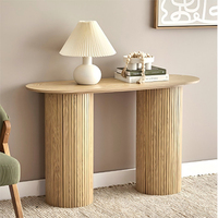 Table console moderne de luxe avec panneau en MDF rigide pour salon, couloir, taille et couleur personnalisables, finition bois naturel