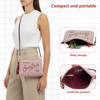 Tas Selempang Wanita Desainer Mewah Warna Pink Bahan Tweed, Tas Bahu Messenger Kain Tweed untuk Wanita, Tas Kosmetik Fashion