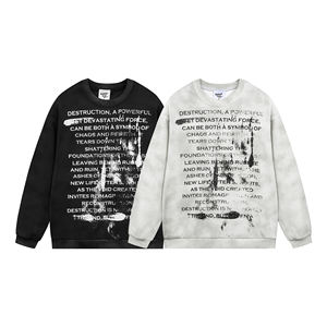 StreetLux Custom <b>Round</b> Neck Hoodie for Men Autumn High Street Design with <b>Letter</b> Tie Dye Digital Printing Loose Top for Winter - Product Image 3