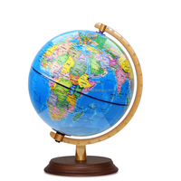 Globe de carte du monde rotatif à Surface brillante avec Base en bois et Arc en métal Globe lumineux