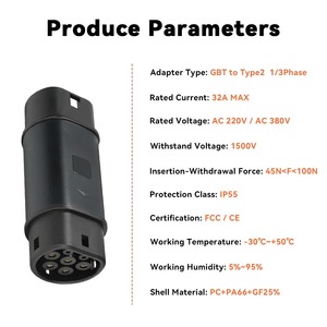 Adaptateur <span class=keywords><strong>de</strong></span> charge pour <span class=keywords><strong>voiture</strong></span> électrique, design OEM, certifié CE, GBT vers Type 2, connecteur GBT vers Type 2, adaptateur monophasé. - Product Image 4