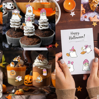 Rollo de 200 Hojas de Adhesivos Decorativos con Lindos Fantasmas, Calabazas y Autos para Halloween, Festival, Frascos de Dulces, Paquete de Regalo