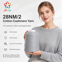 Hilo de Algodón y Cachemira 28NM/2, 95% Algodón de Fibra Larga, 5% Cachemira, Hilo de Tejer de Lujo para Suéteres de Invierno, Color Personalizado, Suministro de Fábrica